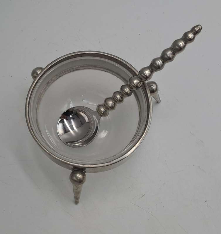 Stainless Steel Jam Pot with Glass tray with Spoon