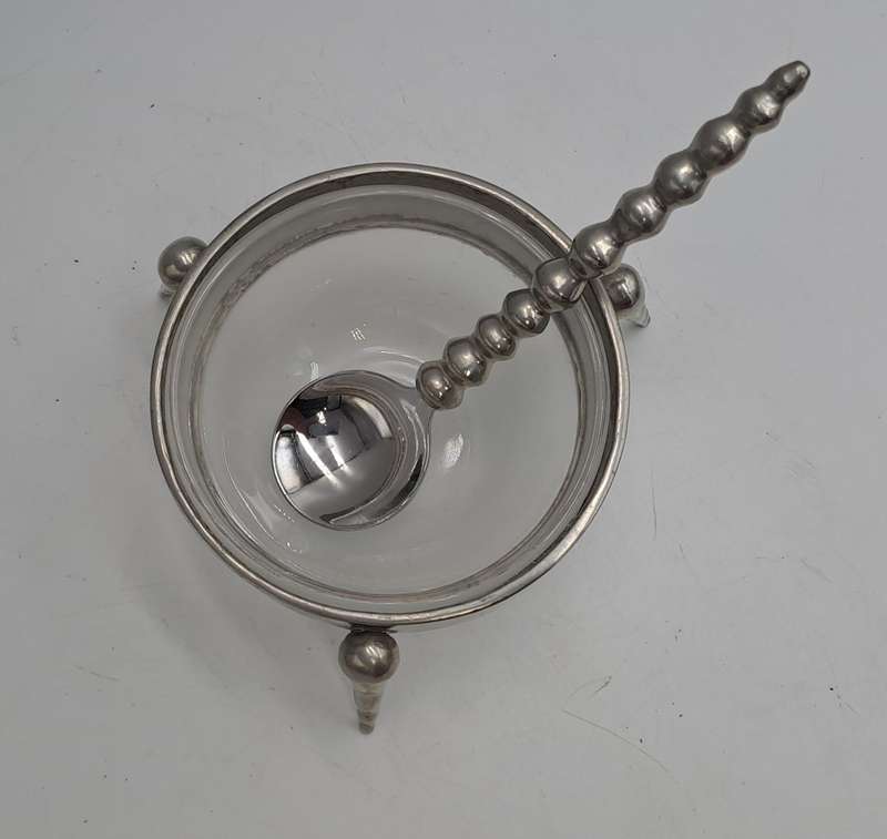 Stainless Steel Jam Pot with Glass tray with Spoon