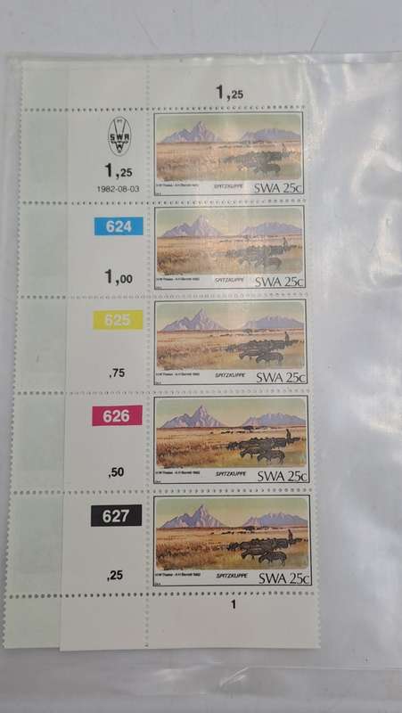 1982 - SWA - South West Africa - Mountains - 10 stamps - 2 Control Blocks