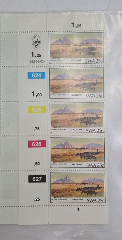 1982 - SWA - South West Africa - Mountains - 10 stamps - 2 Control Blocks