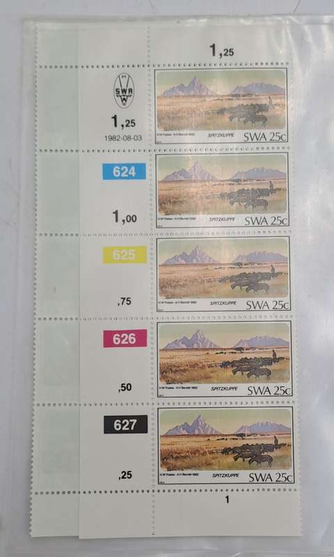 1982 - SWA - South West Africa - Mountains - 10 stamps - 2 Control Blocks