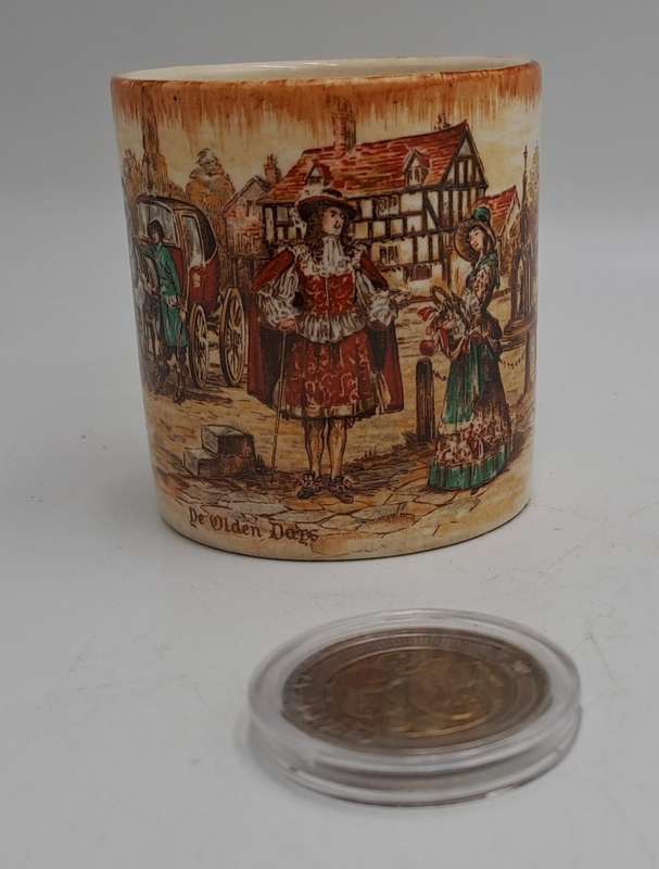 Vintage Porcelain Cup Sandland ware 'Ye Olden Days' Lancaster & Sandland LTD. Hanley England