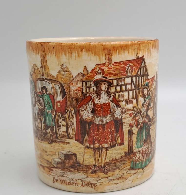 Vintage Porcelain Cup Sandland ware 'Ye Olden Days' Lancaster & Sandland LTD. Hanley England