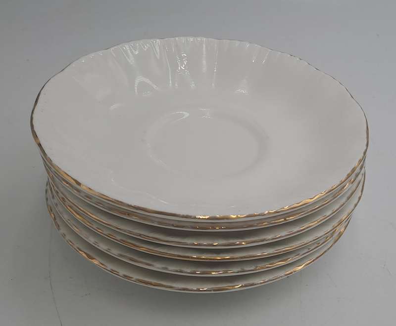 6 Vintage White Paragon Bone China Tea Saucers (one has hairline Crack) By Appointment