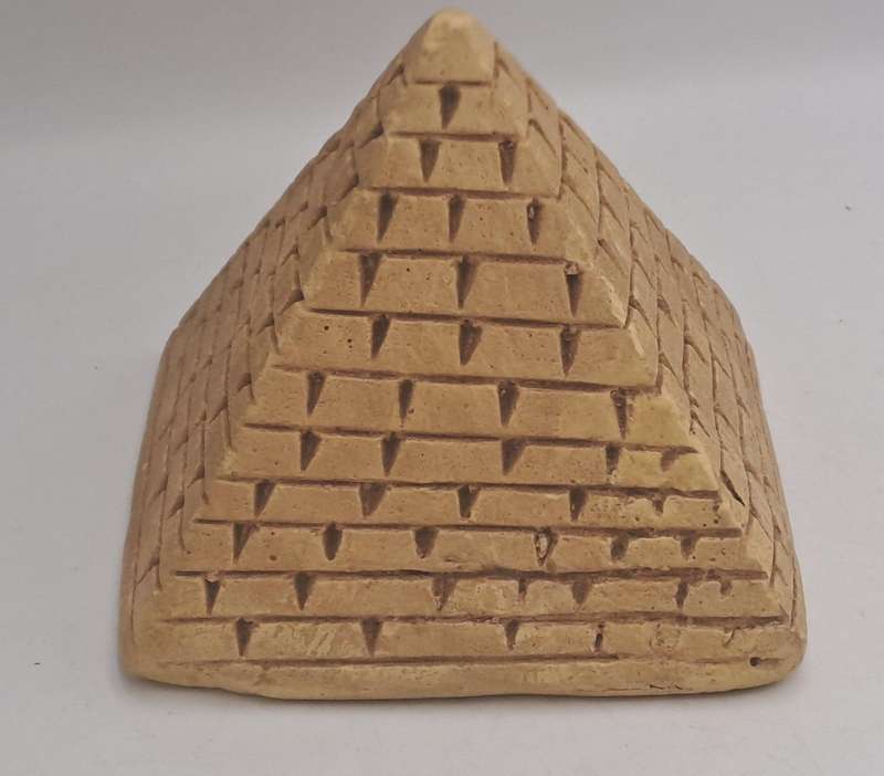 Vintage Soap Stone and Brass Mummy Sarcophagus and Soap Stone Pyramid figurines