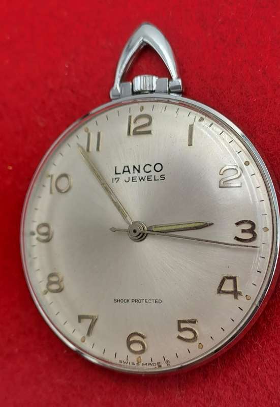 Vintage Swiss Lanco Mechanical pocket watch 17 Jewels - Shock Protected -Excellent Condition-