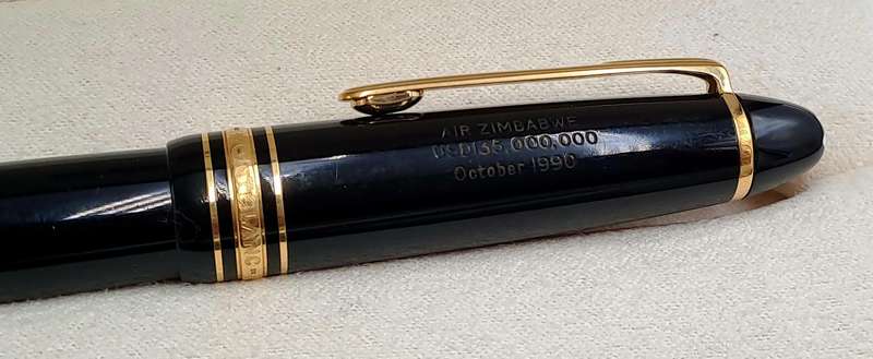 Pre-Owned Mont Blanc Meisterstruct 146 Fountain pen with Medium 4810 14kt Gold Nib-Engraved Air Zimb