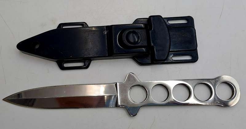 Snake Eye Tactical Stainless Steel Dive Knife with Plastic Sheath-Made in Taiwan