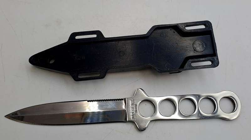 Snake Eye Tactical Stainless Steel Dive Knife with Plastic Sheath-Made in Taiwan