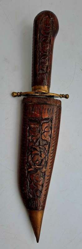 Antique  Dagger with Carved Wood Scabbard and Handle  Made In India