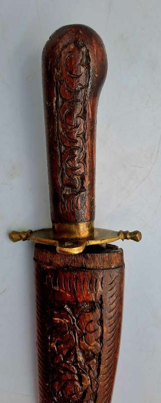 Antique  Dagger with Carved Wood Scabbard and Handle  Made In India