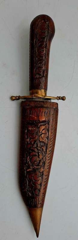Antique  Dagger with Carved Wood Scabbard and Handle  Made In India