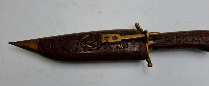 Antique  Dagger with Carved Wood Scabbard and Handle  Made In India