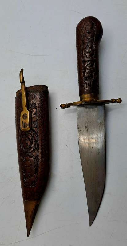 Antique  Dagger with Carved Wood Scabbard and Handle  Made In India