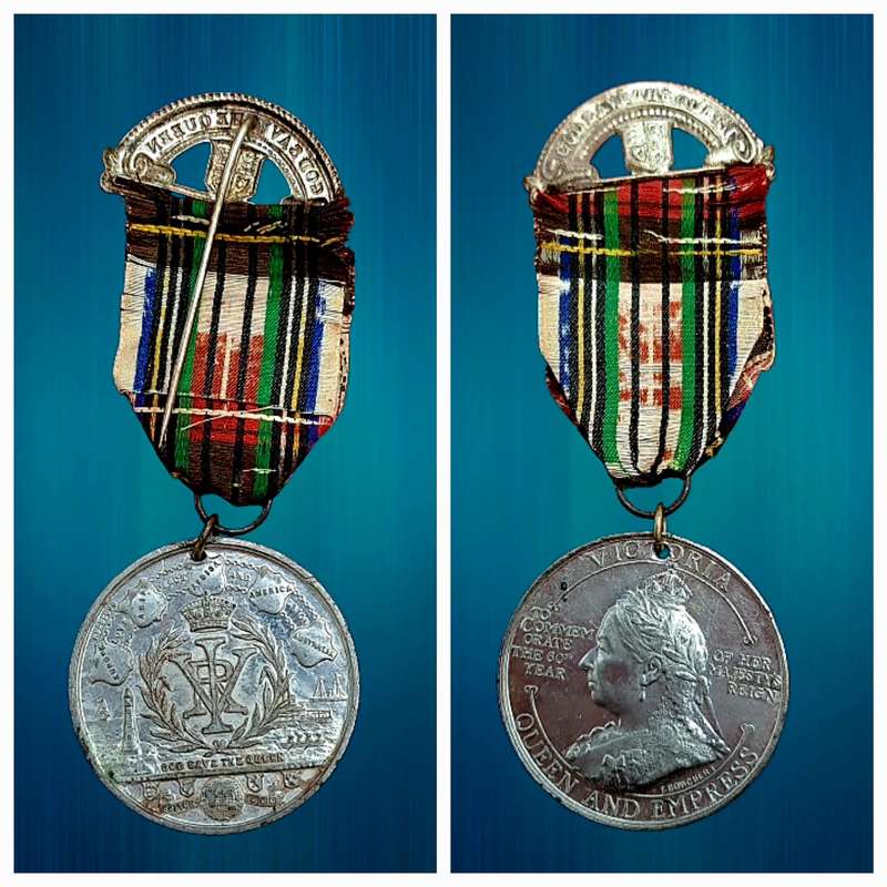 1897 United Kingdom Medal - Victoria Diamond Jubilee, "Britons Rejoice", white metal