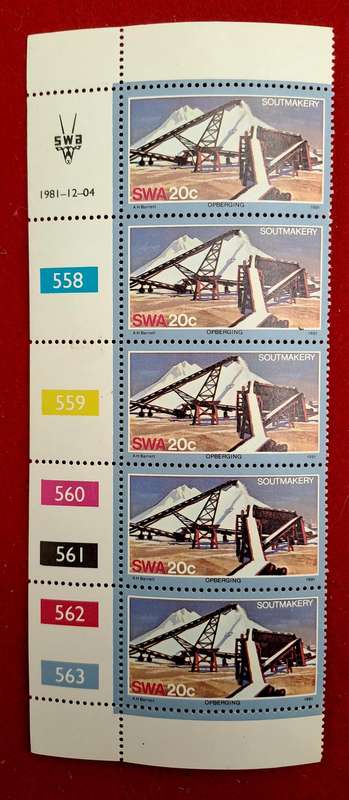 1981 - SWA - South West Africa - Sout Makery - 5 stamps -  Control Block