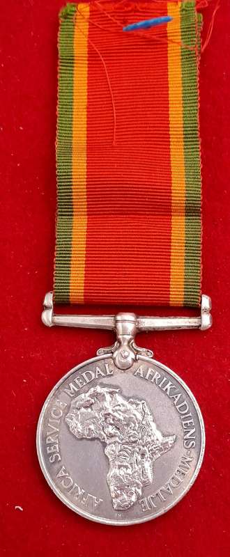 WW2  South Africa .925 Silver Africa Service Medal w/ Ribbon-  36001 J. ELiason