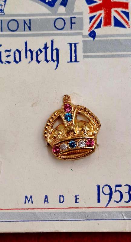 Vintage 1953 Clip on Earrings -souvenir from the coronation of Queen Elizabeth II in 1953