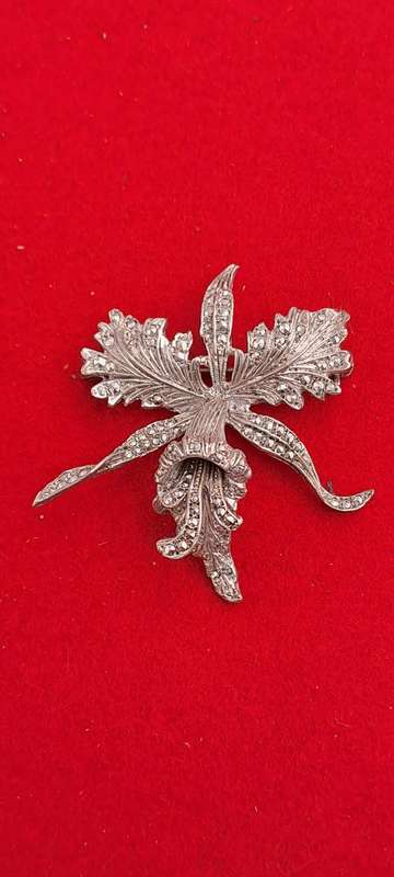 Vintage Marcasite Brooch -Marked Silver 4,3cm x 4,9cm