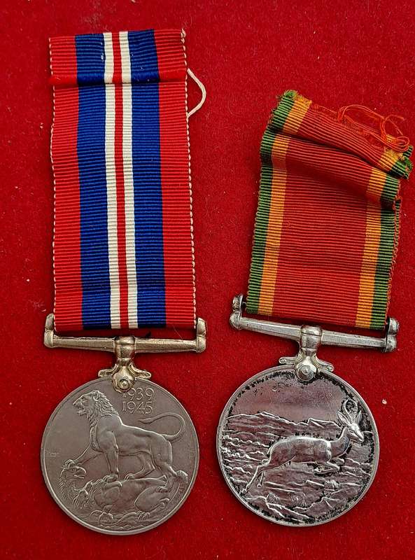 WW2  .925 Silver Africa Service Medal and WAR Medals-  engraved 1288000 J.L.A Fletcher