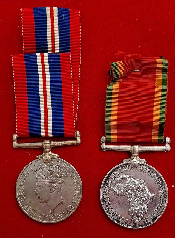 WW2  .925 Silver Africa Service Medal and WAR Medals-  engraved 1288000 J.L.A Fletcher