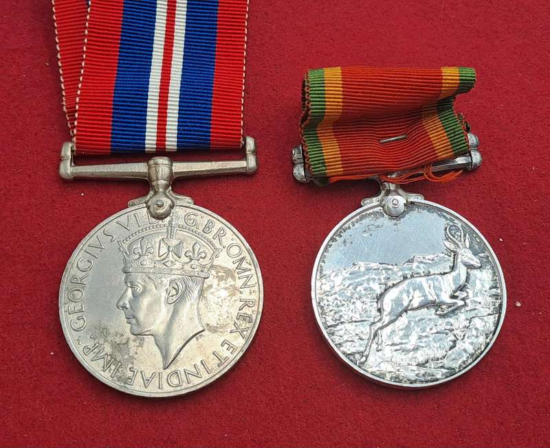 WW2  .925 Silver Africa Service Medal and WAR Medals-  engraved 1288000 J.L.A Fletcher