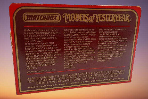 Matchbox Yesteryear Haig Whisky Bus 1922 AEC Omnibus Y-23 Diecast BOXED