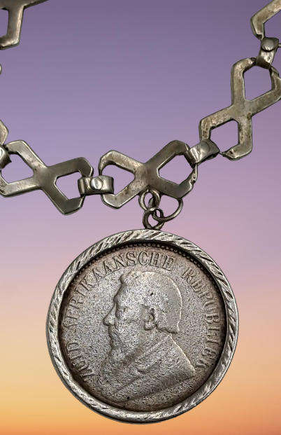 Antique Sterling Silver Bracelet with 3 Silver Coins 1896 ZAR 2½ Shillings,1896 6 Pence, UK 1888 4 P