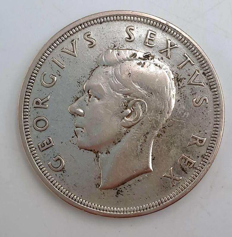 1951 South Africa .500 Silver 5 Shillings - George VI only 363119  Minted