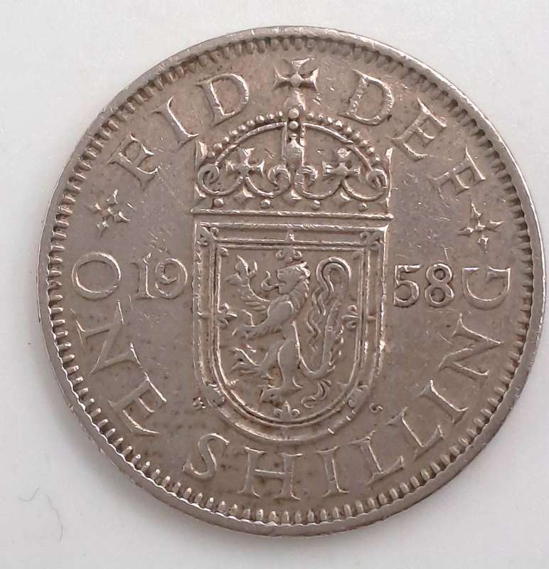 1958 United Kingdom 1 Shilling - Elizabeth II English shield,