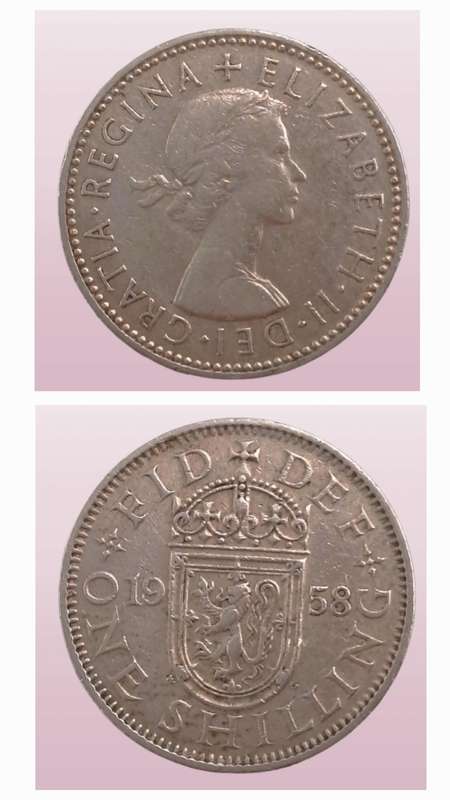 1958 United Kingdom 1 Shilling - Elizabeth II English shield,