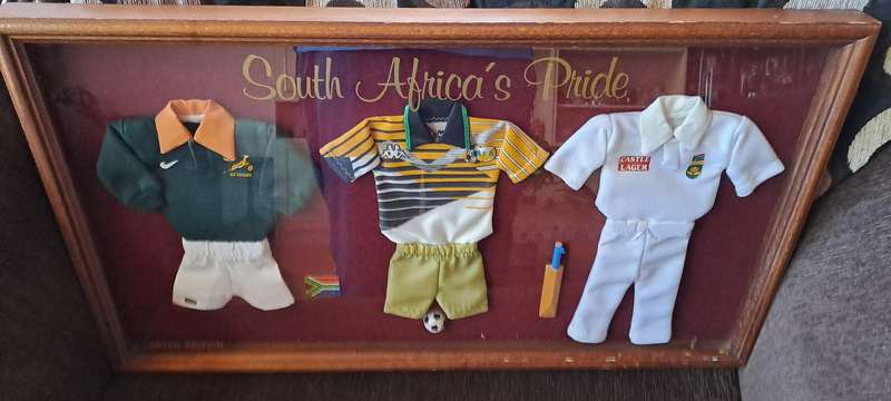 Limited Edition No 89 of 1000 "South African Pride" Framed Behind Glass-Rugby,Soccer and Cricket Man