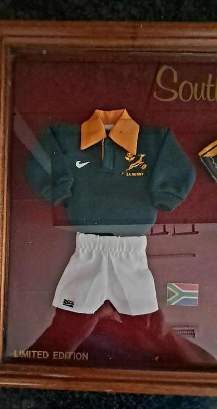 Limited Edition No 89 of 1000 "South African Pride" Framed Behind Glass-Rugby,Soccer and Cricket Man