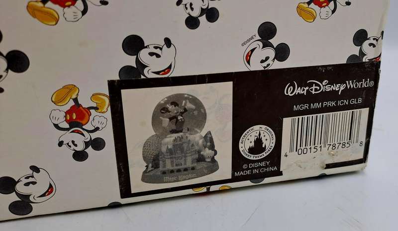 Disney World Parks Mickey Mouse It's a Small World Musical Snow Globe Epcot-Boxed