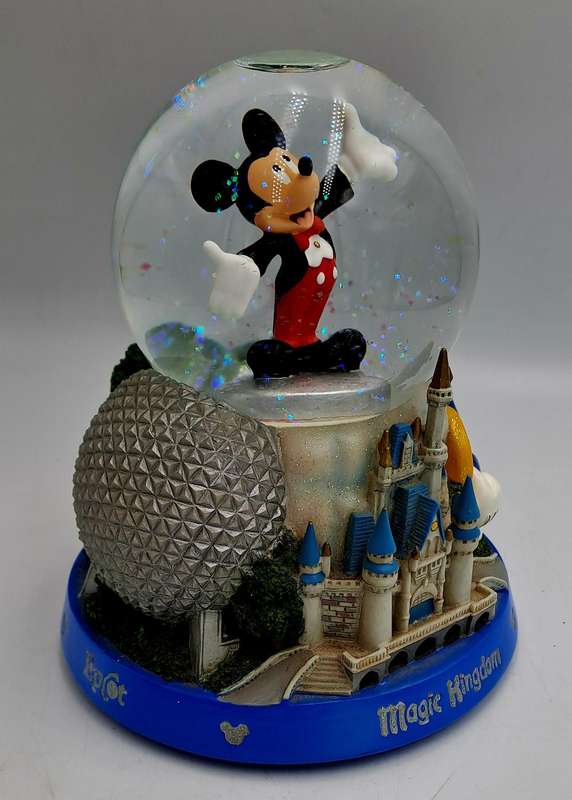 Disney World Parks Mickey Mouse It's a Small World Musical Snow Globe Epcot-Boxed
