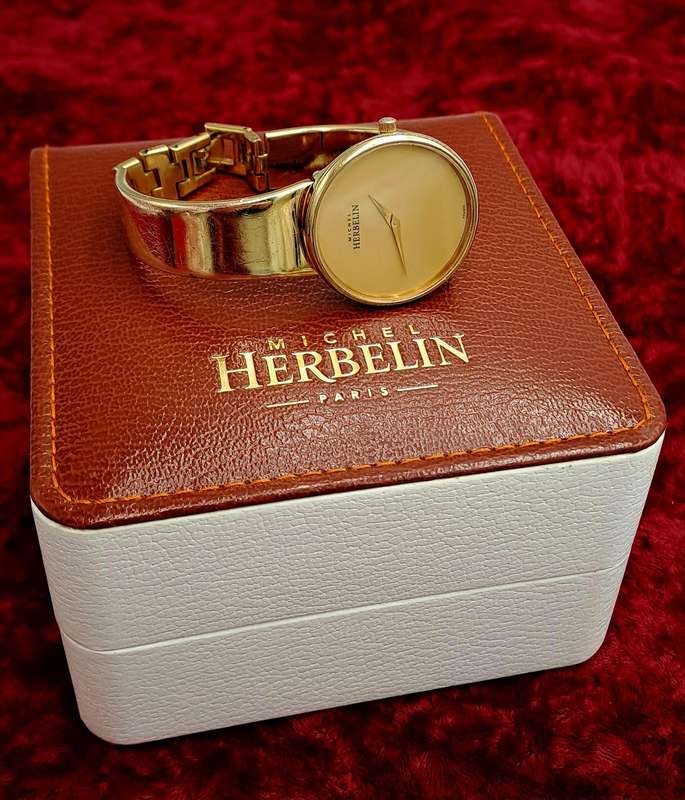 Pre-owned Ladies Michel Herbelin Paris rolled gold watch in Box with Booklet