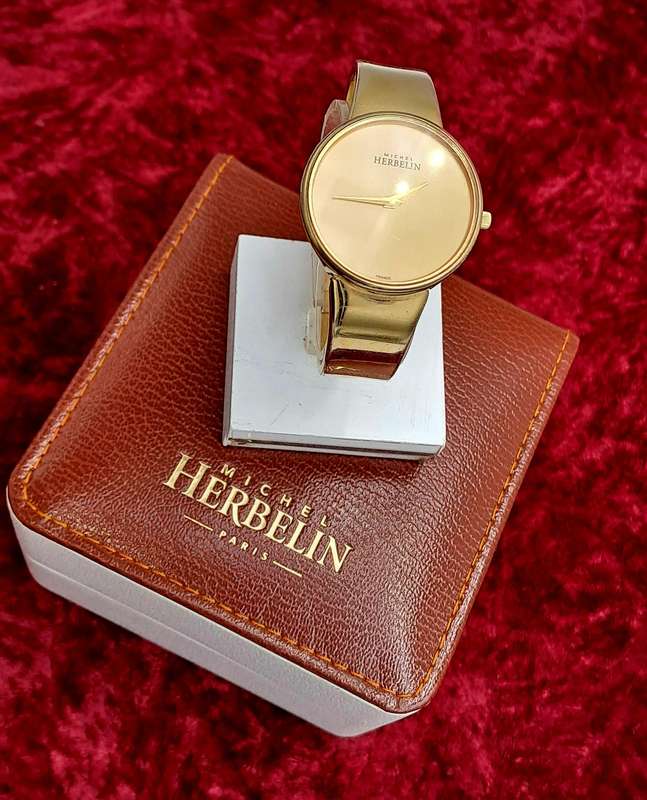 Pre-owned Ladies Michel Herbelin Paris rolled gold watch in Box with Booklet