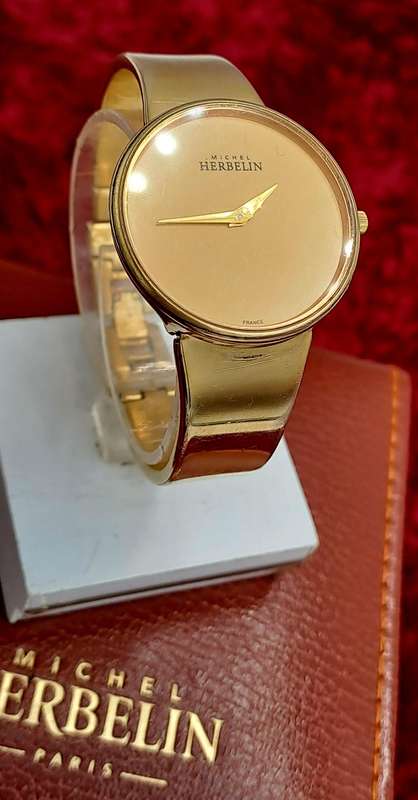 Pre-owned Ladies Michel Herbelin Paris rolled gold watch in Box with Booklet