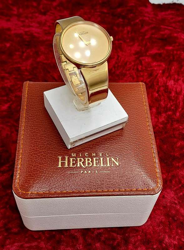 Pre-owned Ladies Michel Herbelin Paris rolled gold watch in Box with Booklet