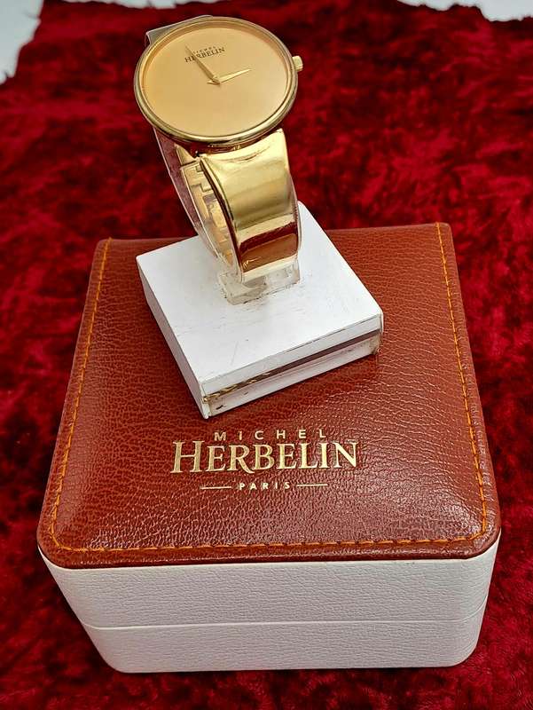 Pre-owned Ladies Michel Herbelin Paris rolled gold watch in Box with Booklet