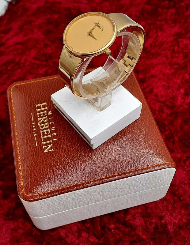 Pre-owned Ladies Michel Herbelin Paris rolled gold watch in Box with Booklet