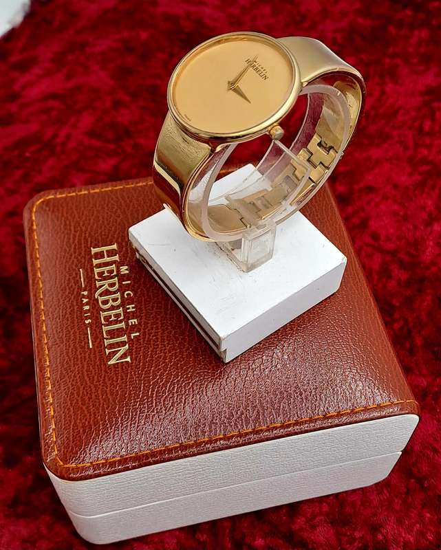 Pre-owned Ladies Michel Herbelin Paris rolled gold watch in Box with Booklet