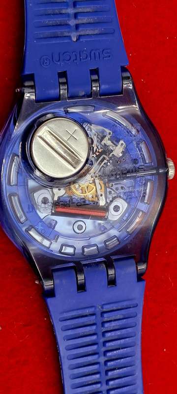 Pre-owned 2019 SWISS SWATCH BLUSPARKELS Ladies Watch -Working (strap need new loop)
