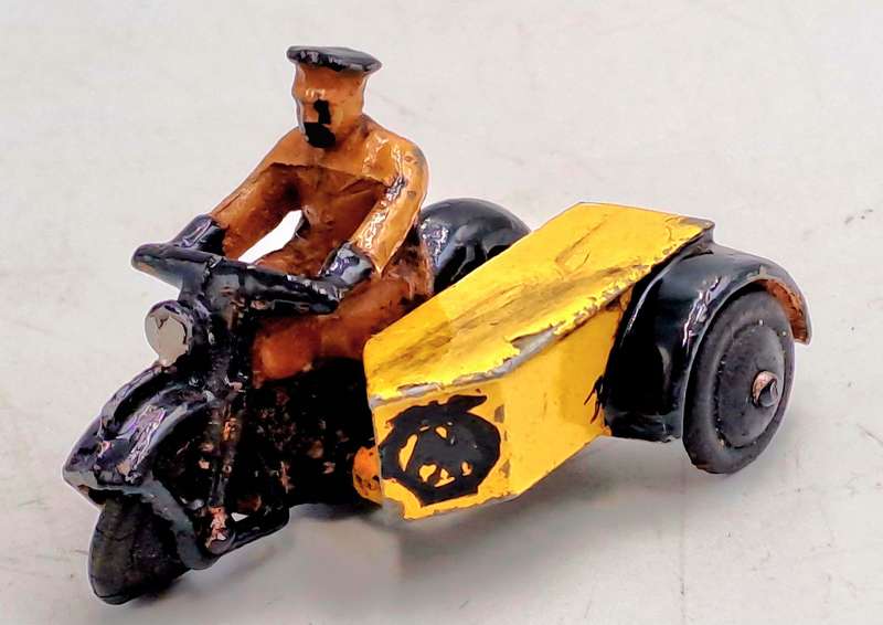 Rare 1930s Meccano Dinky Toys Motorcycle for the Automobile Assoc Roadside Assistance
