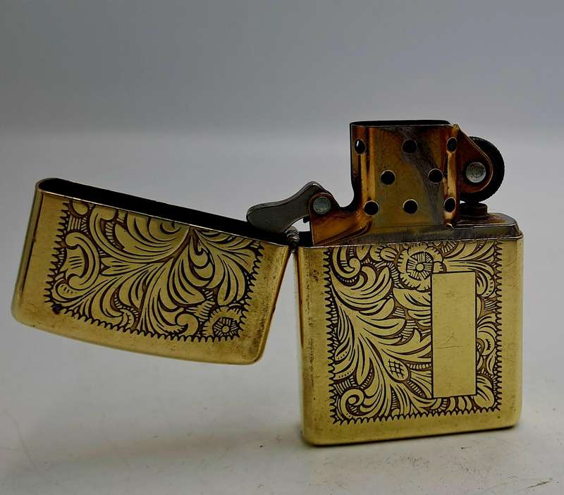 Vintage Brass Zippo VENETIAN Lighter - made Bradford USA - need Flint and fluid