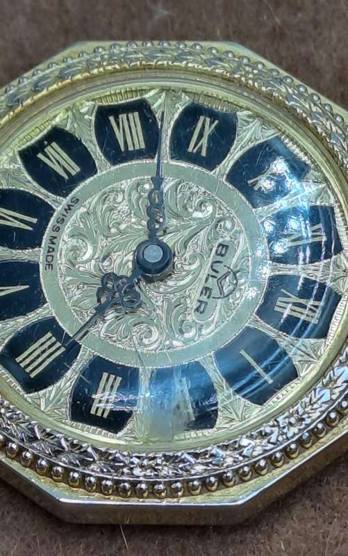 Vintage Swiss Made Gold Tone BULER Pocket Mechanical watch -Working