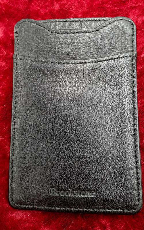 Brookstone leather Card/ID Holder with Clip   10,5cm x 7cm