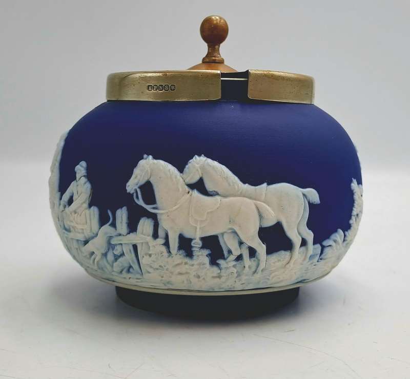 Vintage Adams Tunstall Jasperware Sugar Bowl with EPNS Lid (silver plated)