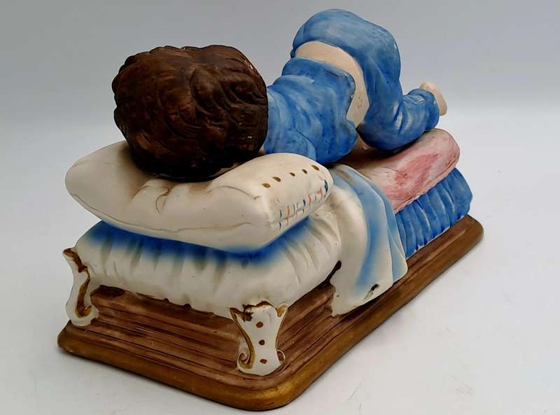 Vintage Ceramic Sleeping Boy Figurine 10,5cm x 17cm x 11cm