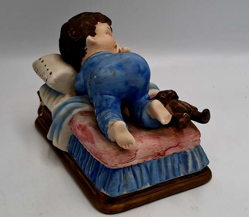 Vintage Ceramic Sleeping Boy Figurine 10,5cm x 17cm x 11cm